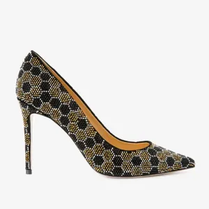 Dressy Footwear Milan Edge The Bolu Black & Gold Glitter Leather Pump Women Shoe