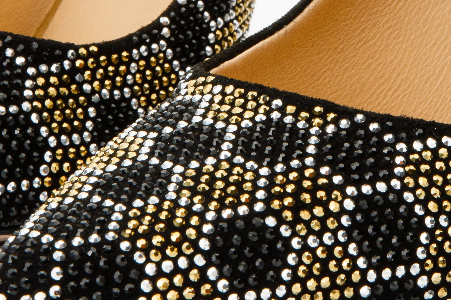 Dressy Boots Holiday Glam The Bolu Black & Gold Glitter Leather Pump Women Shoe