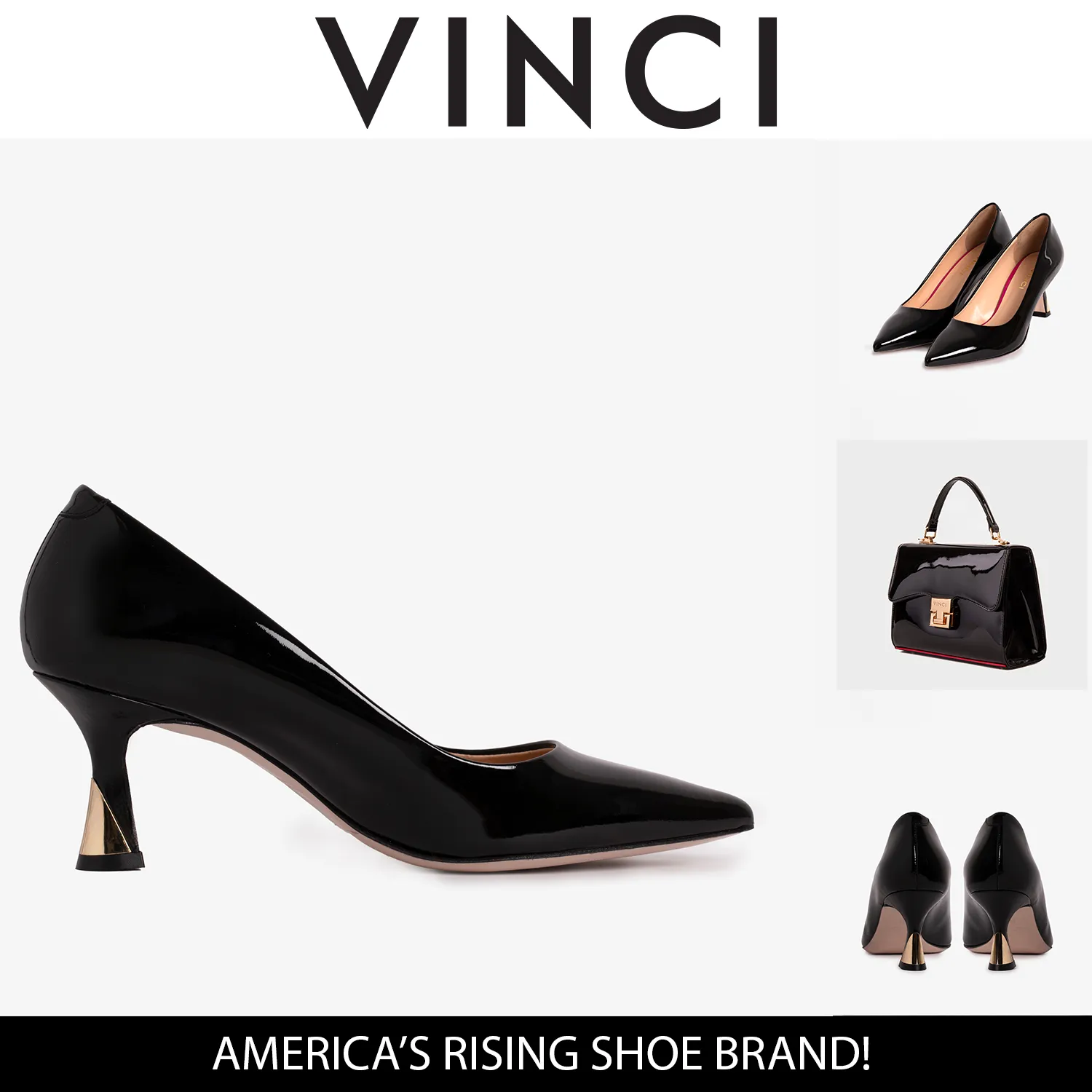 The Brunello Black Patent Leather Pump Women Shoe Heightened Style Stand Out Design