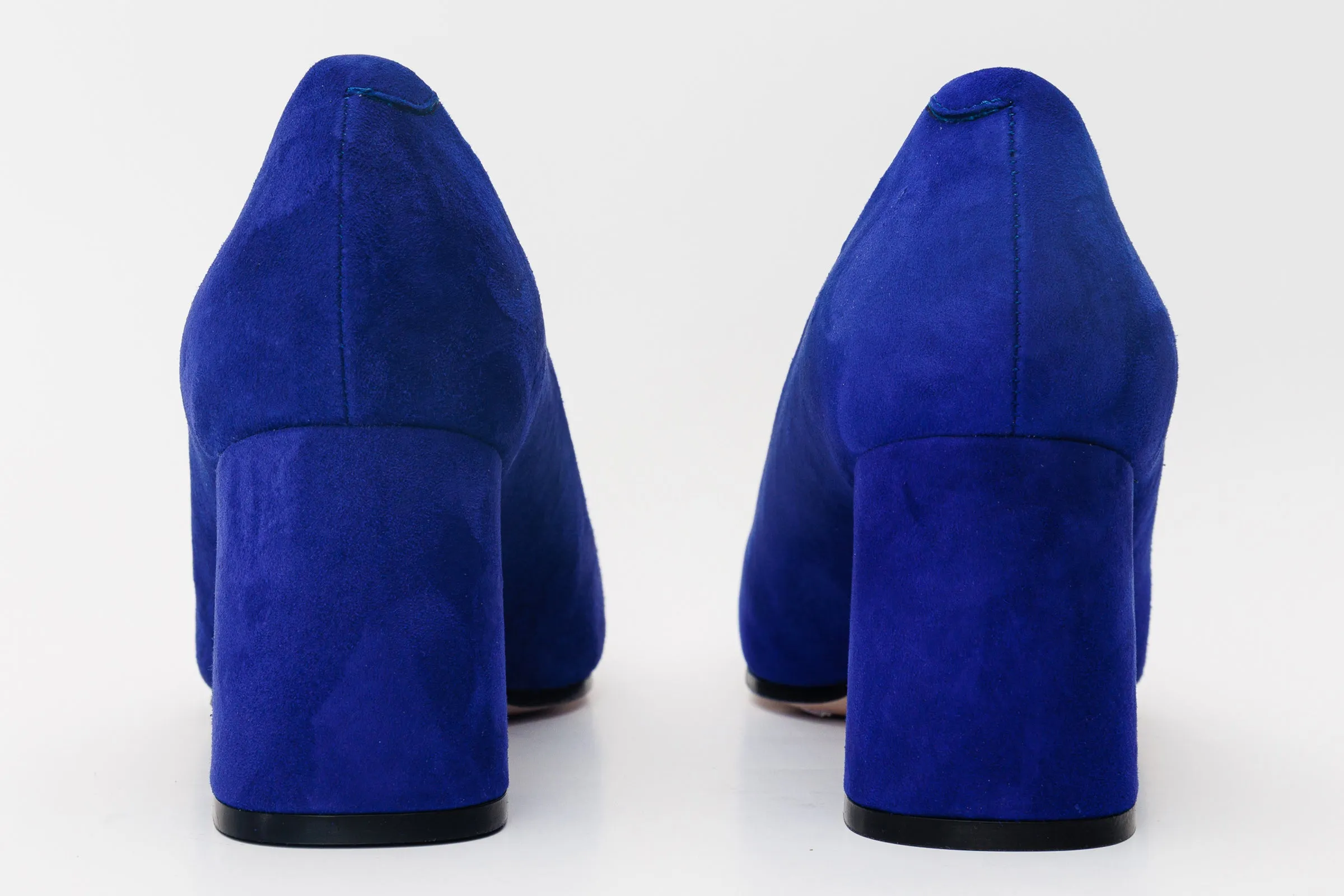 Comfy Spark The California Sax Blue Suede Leather Block Heel Pump Women Shoe
