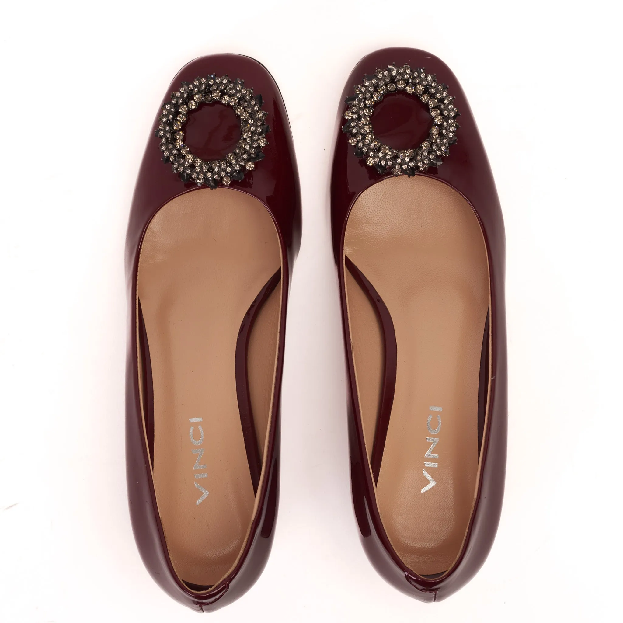 Fall Mood The Danish Burgundy Patent Leather Block Heel Pump Women Shoe