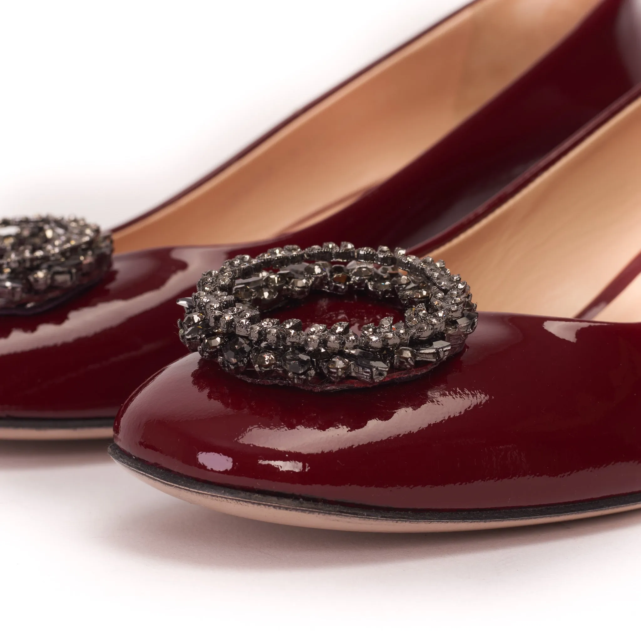 The Danish Burgundy Patent Leather Block Heel Pump Women Shoe Walk Confidently