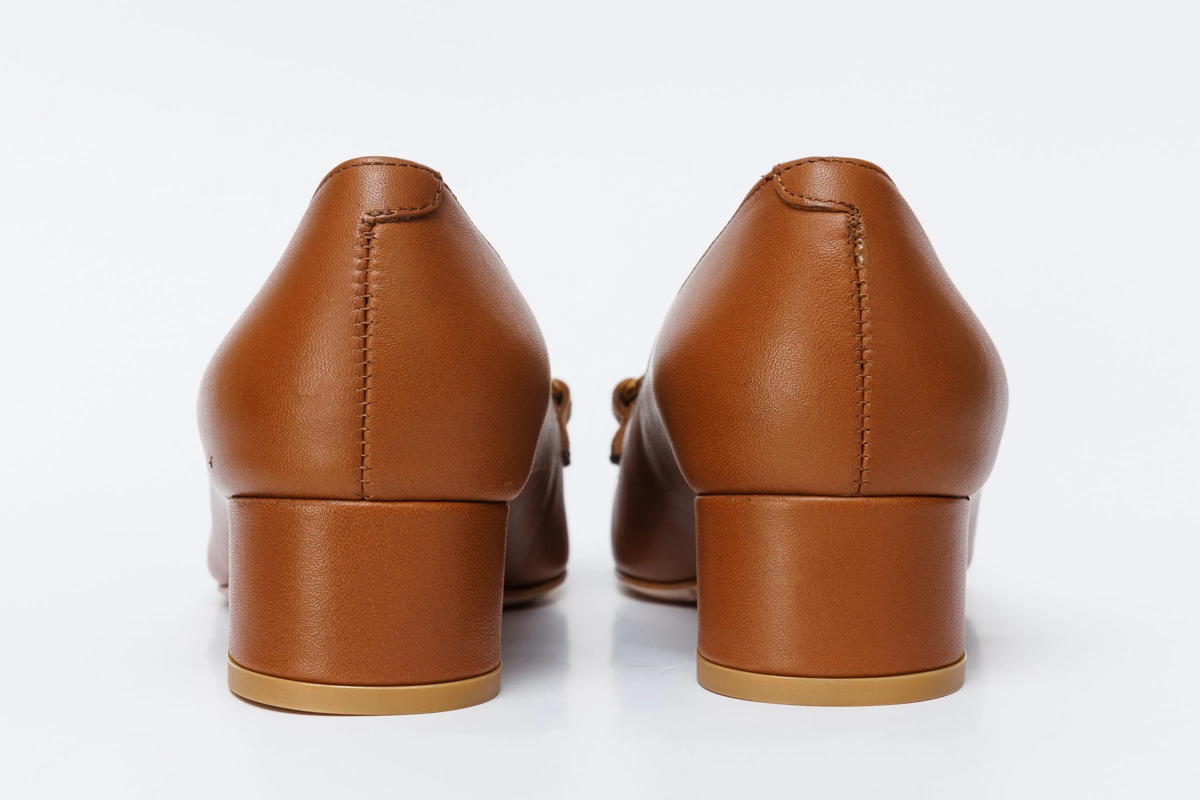 Fashion Fit The Delhi Brown Leather Block Heel Pump Women Shoe