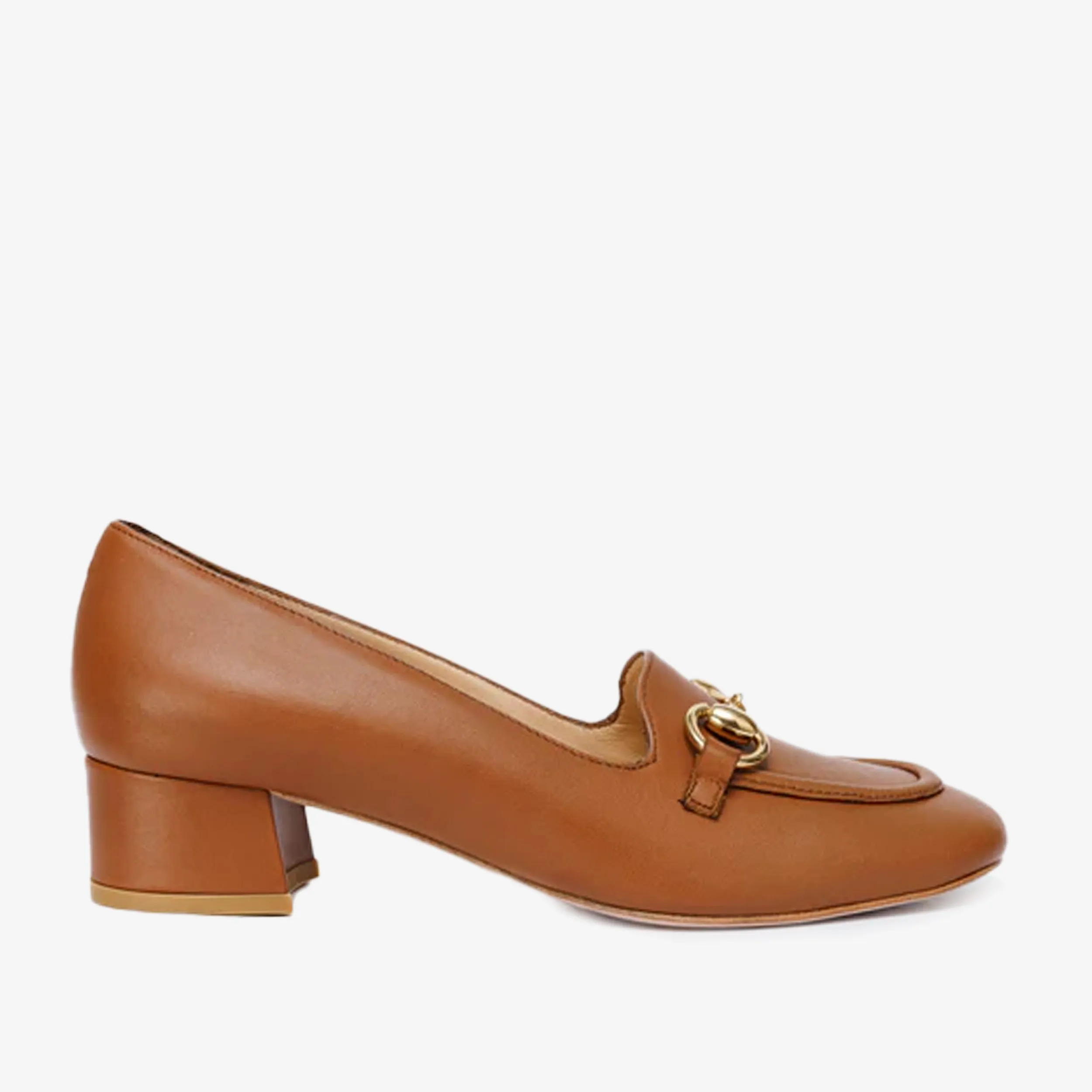 The Delhi Brown Leather Block Heel Pump Women Shoe Stylish Design