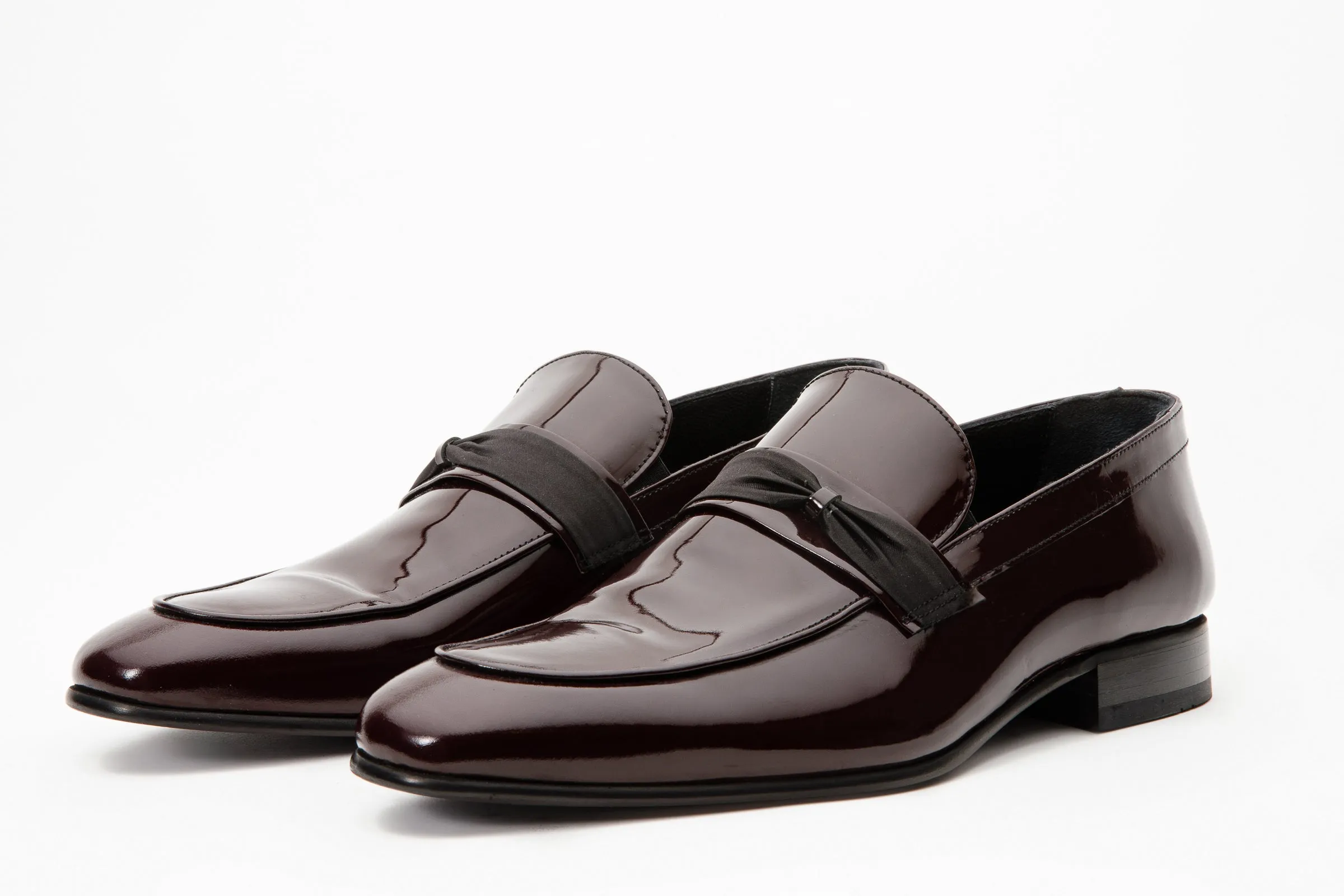 Slip Resistant Outsole Design Stable Balance The Dodoma Burgundy Patent Leather Loafer Men Shoe