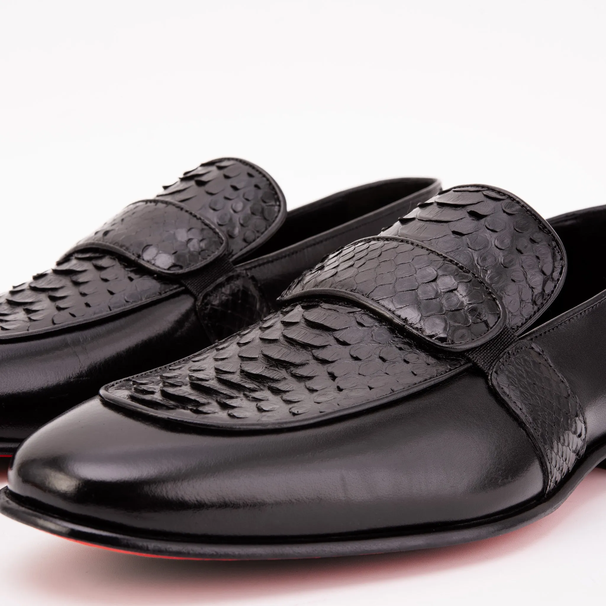 Professional Mood Team Project The Dorian Black Python & Baby Buffalo Leather Loafer Men Shoe