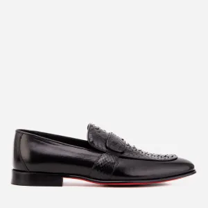 The Dorian Black Python & Baby Buffalo Leather Loafer Men Shoe Euro Style