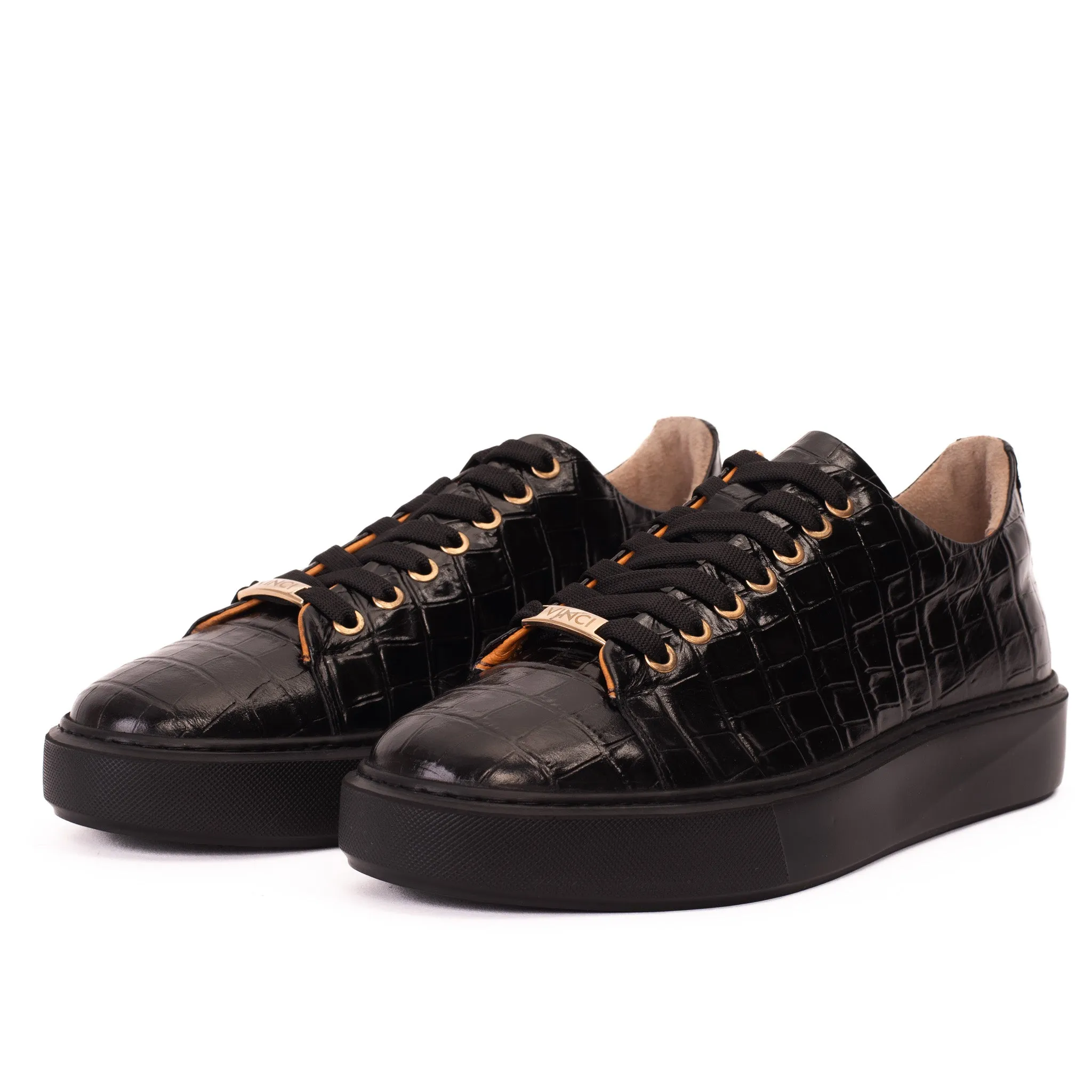 The Dublin Black Leather Men Sneaker Versatile Design Adjustable Design