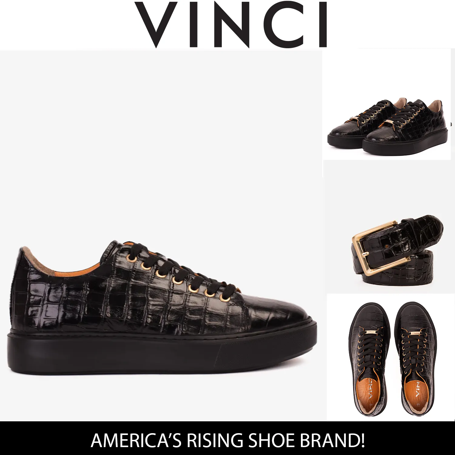 perforated upper Grip Ready The Dublin Black Leather Men Sneaker