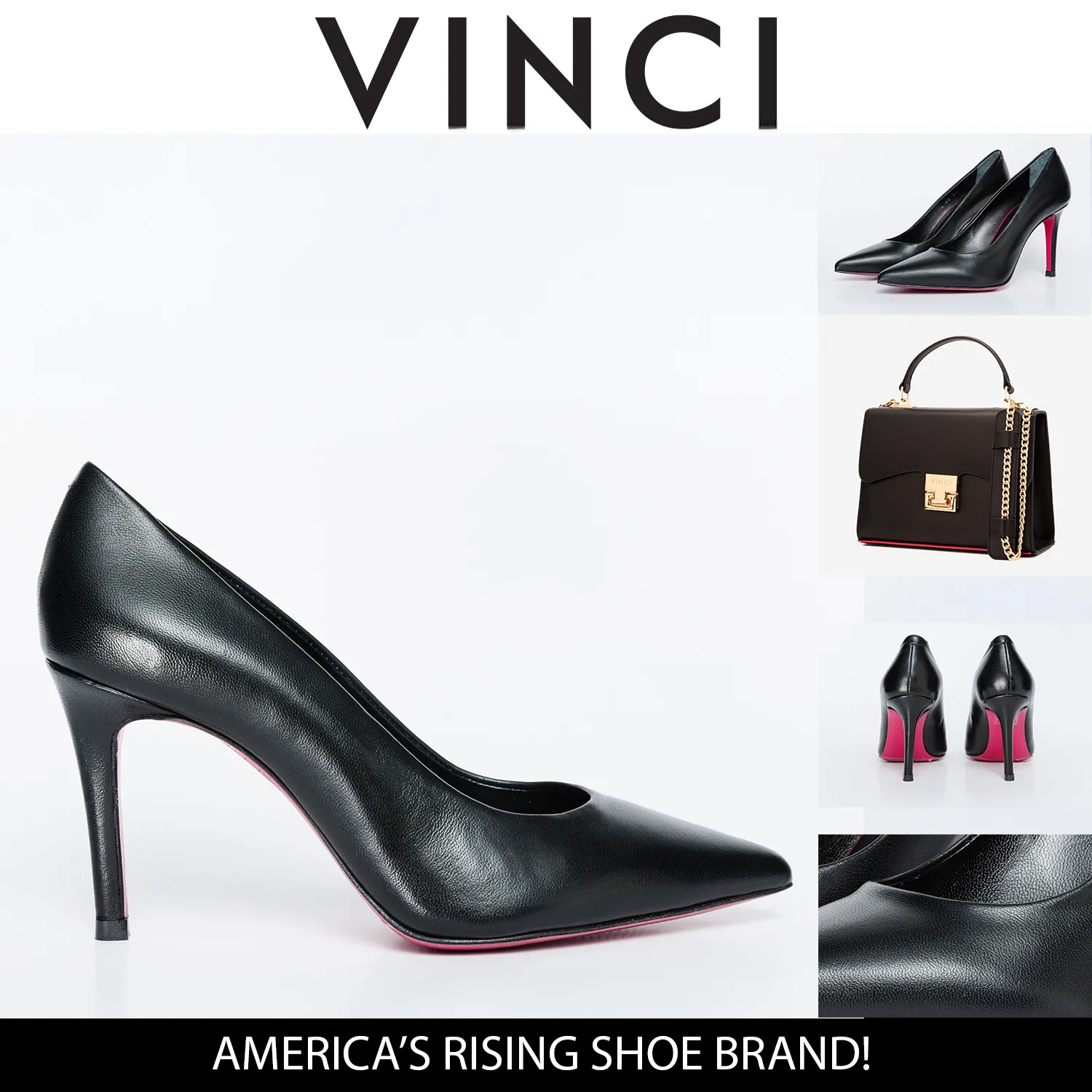 Summer Edge The Ege Black Leather Pump Fuchsia Sole Women Shoe