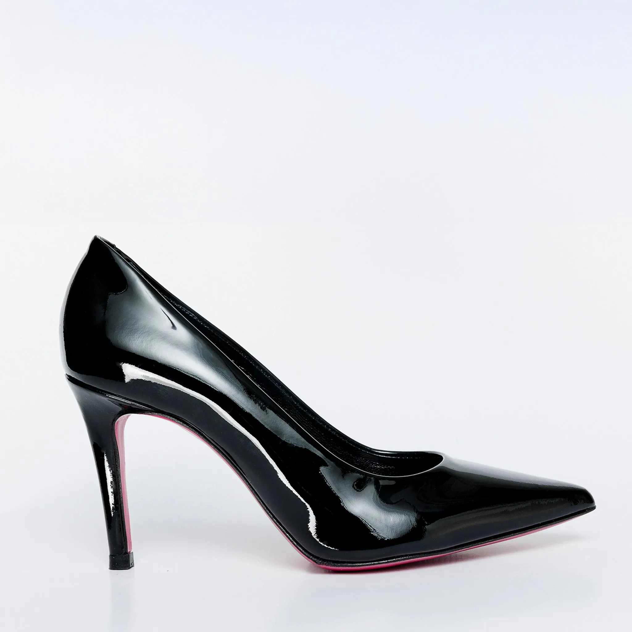 Urban Glow The Ege Black Patent Leather Pump Fuchsia Sole Women Shoe