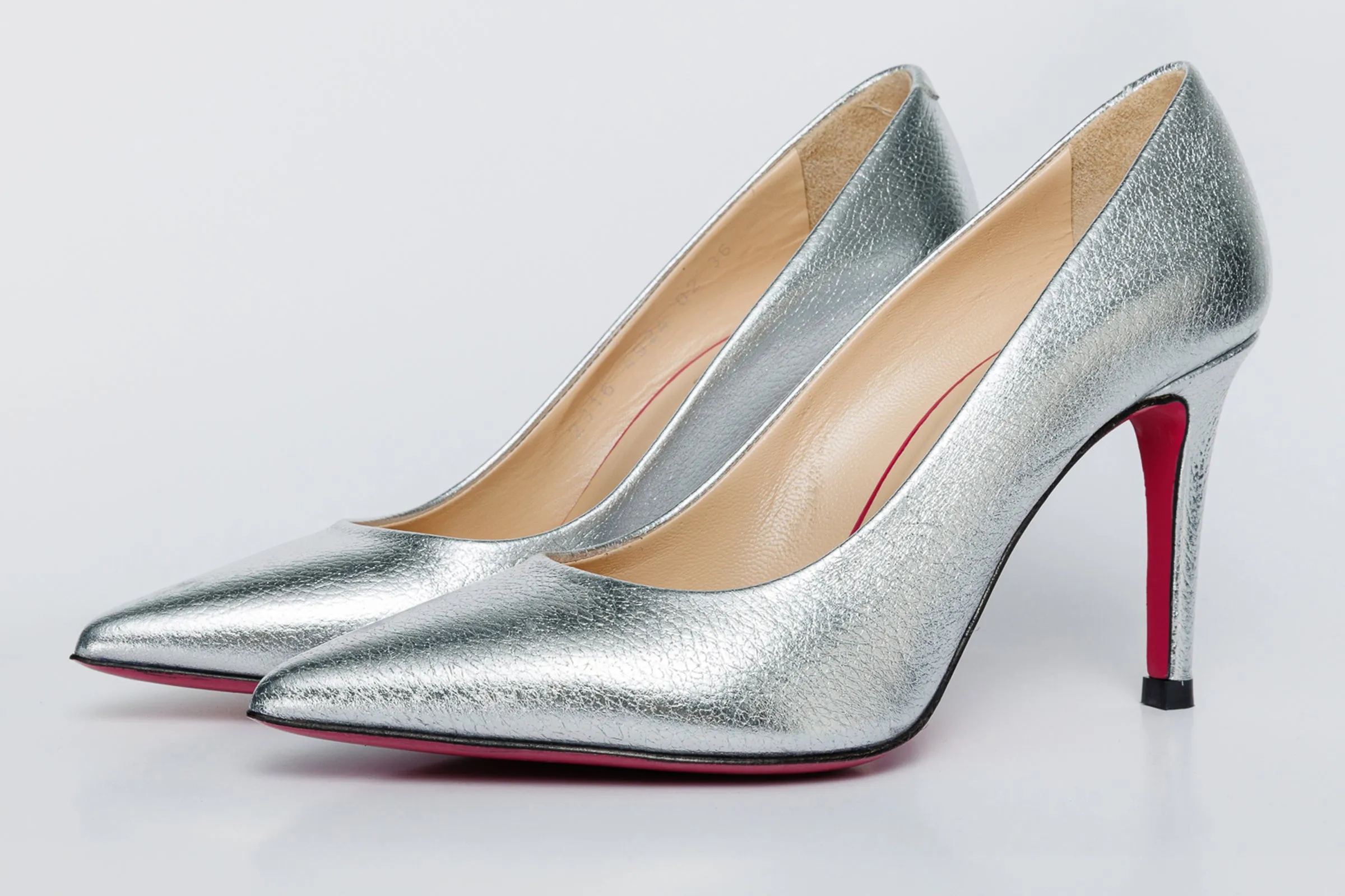 Casual Pumps The Ege Silver Leather Pump Fuchsia Sole Women Shoe