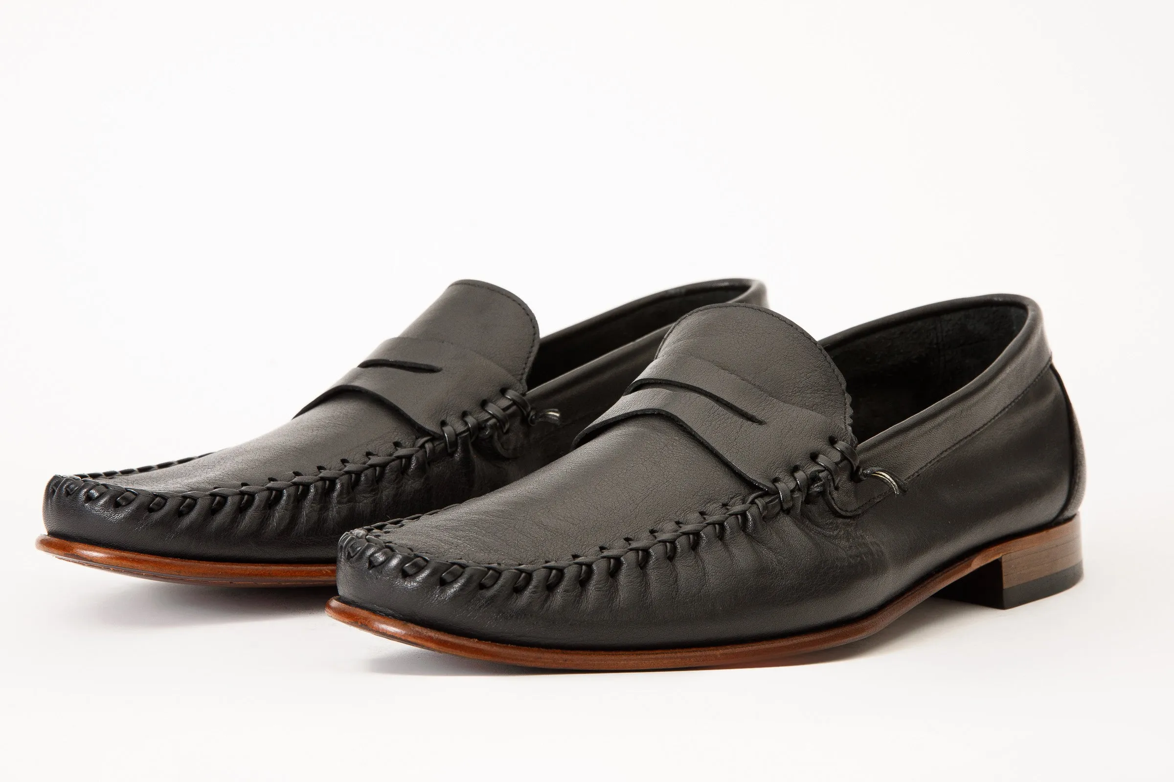 Balanced Tread The Eregli Black Leather Penny Loafer Men Shoe