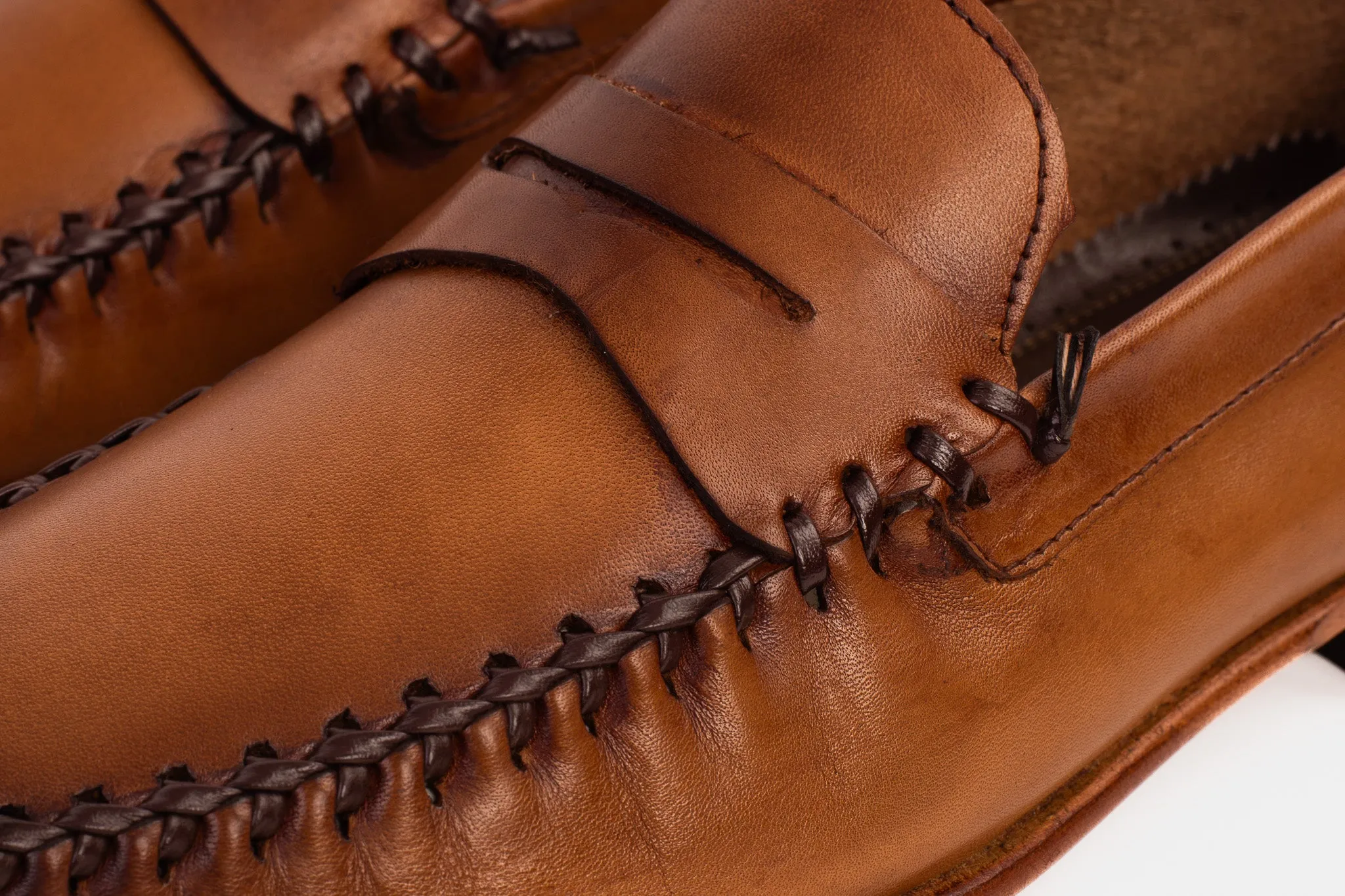 The Eregli Tan Leather Penny Loafer Men Shoe Stride Ease Clean Lines