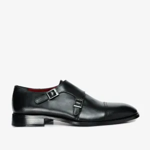 Creative Office The Essen Black Leather Cap Toe Double Monk Strap Men Shoe