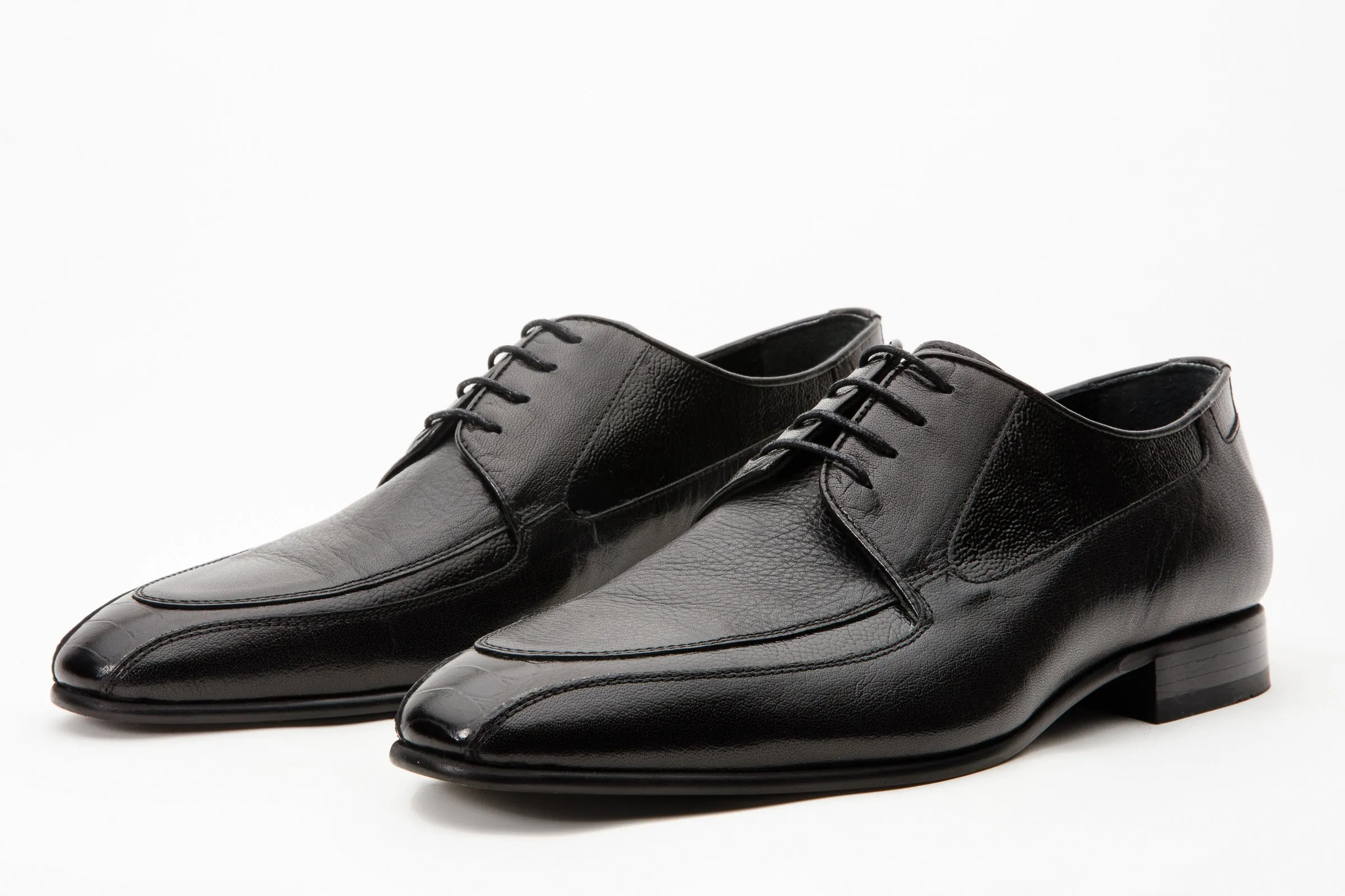 The Gardi Black Leather Derby Men Shoe Medium Heel
