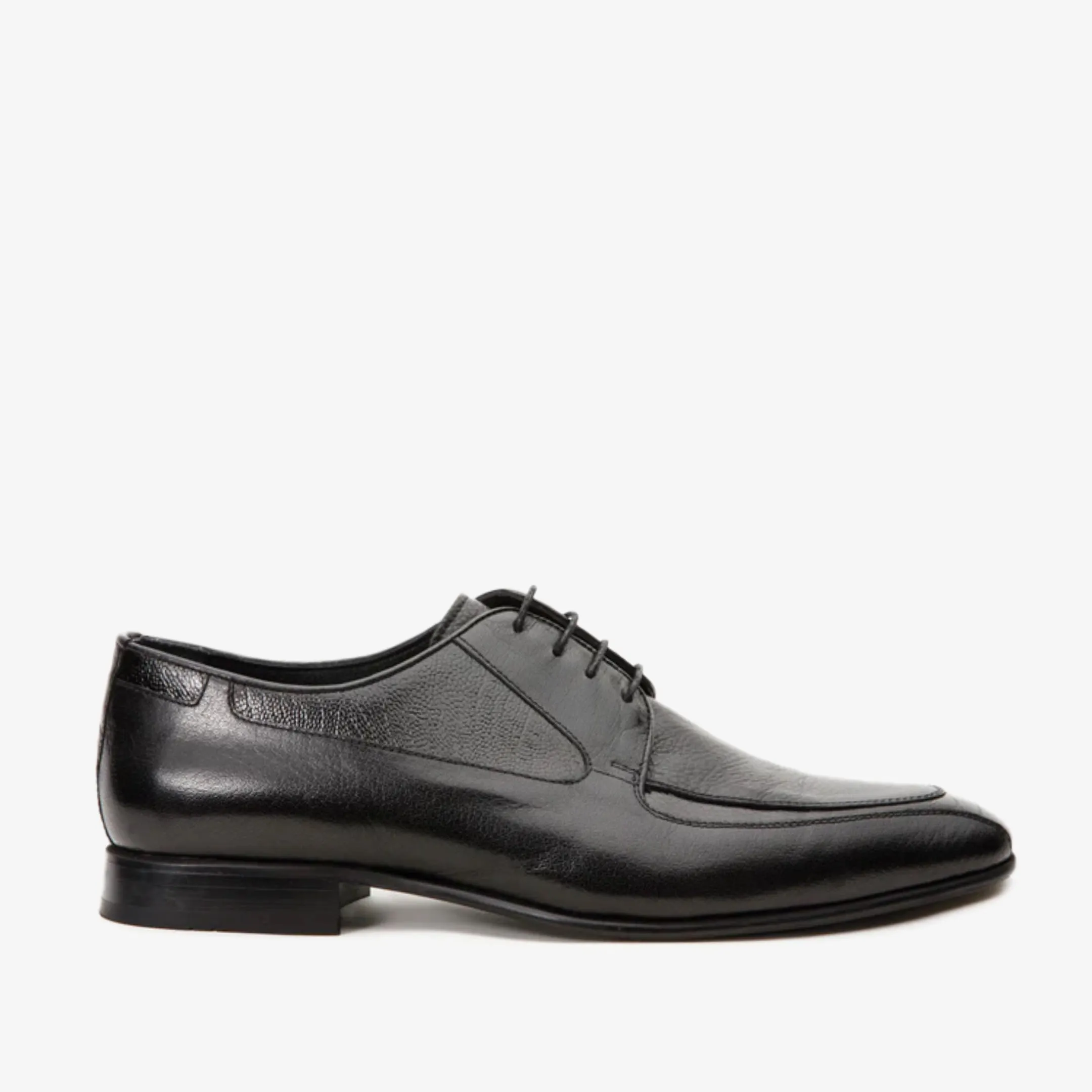 The Gardi Black Leather Derby Men Shoe Gloss Finish