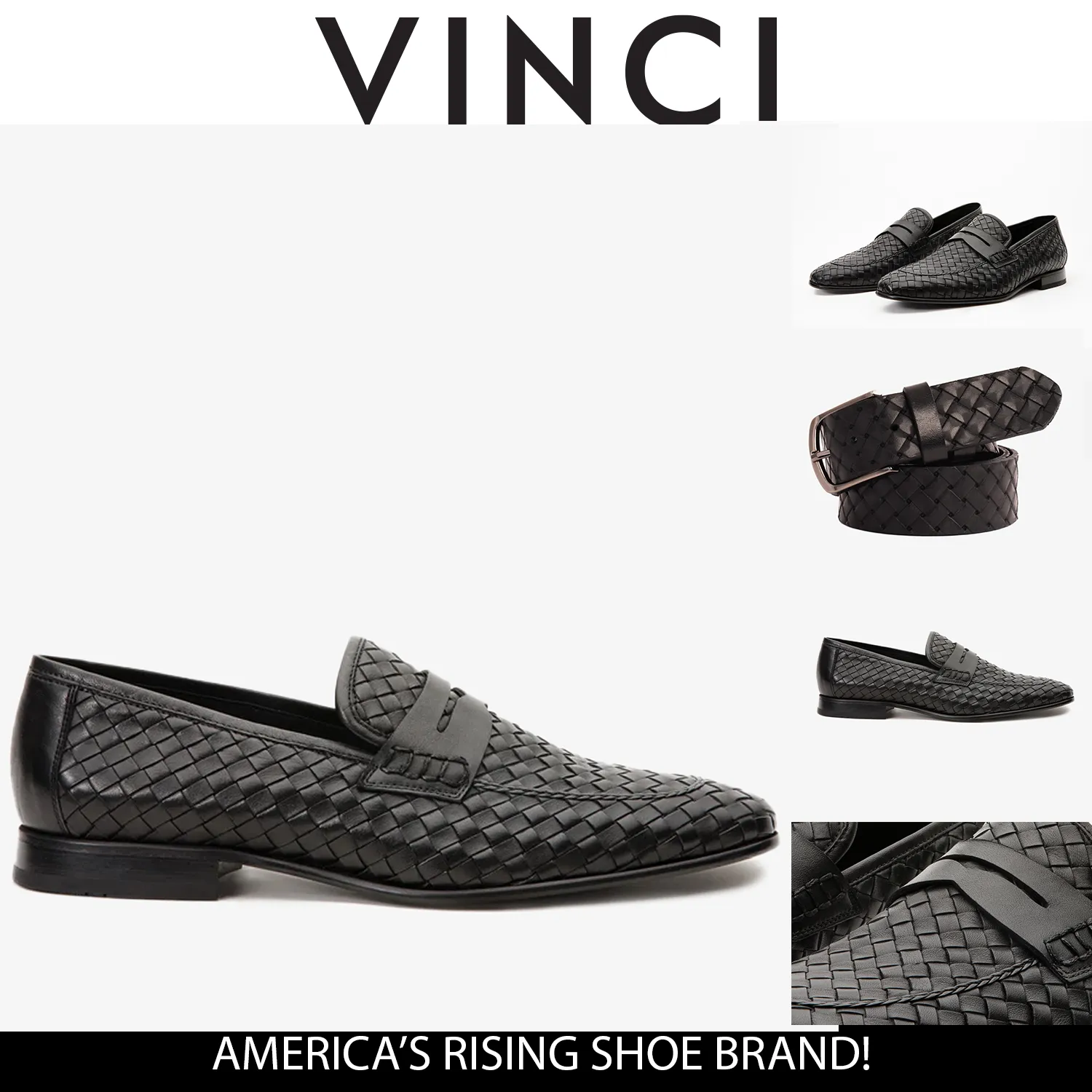 The Grand Woven Leather Black  Men Shoe Penny Loafer Reliable