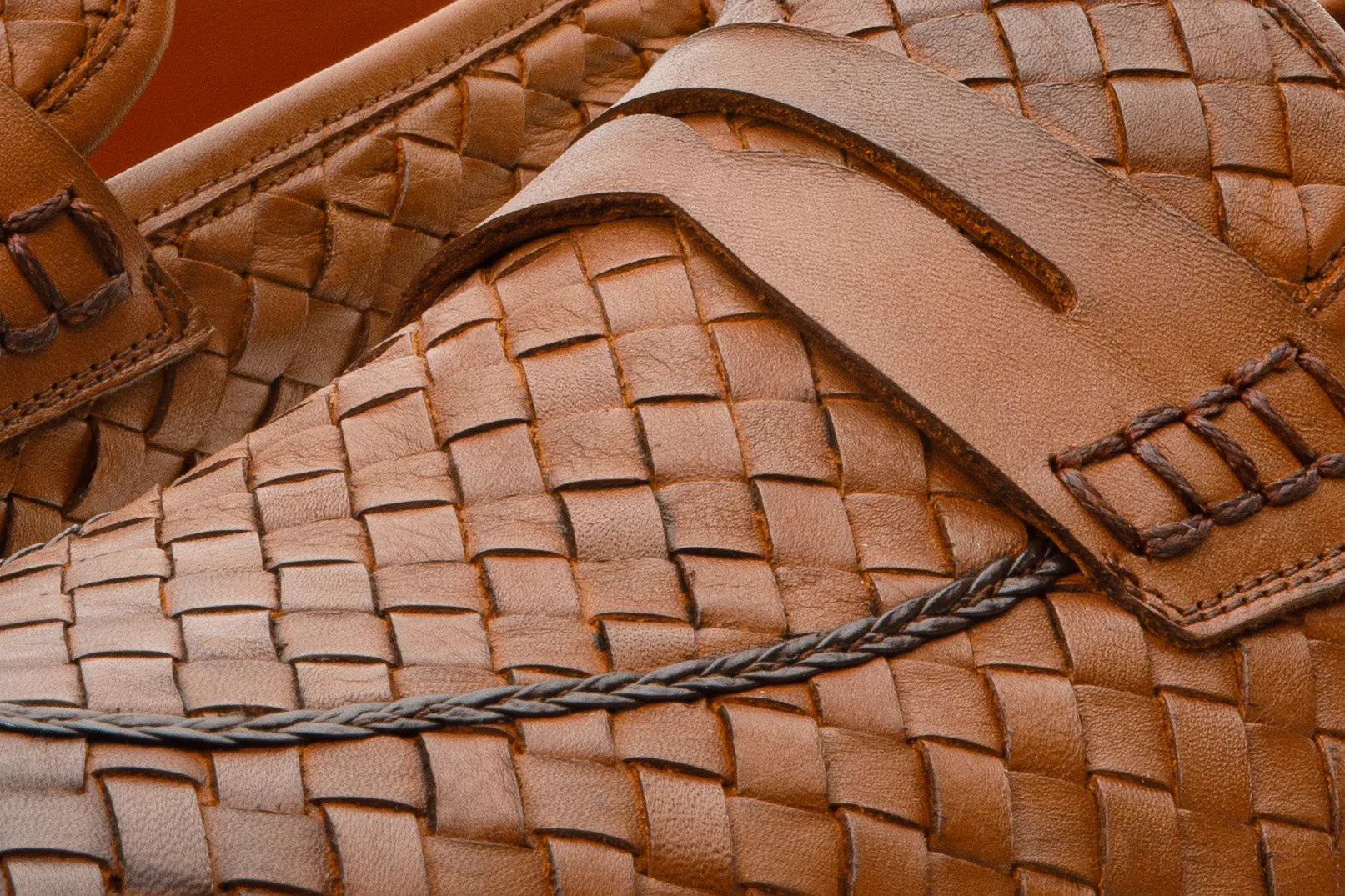 Stylish Appearance The Grand Woven Leather Tan Men Shoe Penny Loafer