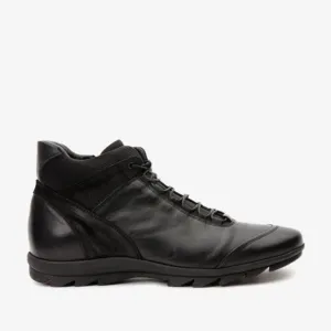 The Houston Leather Black Lace-Up Casual Men Boot with a Zipper Fashion Statement Practical