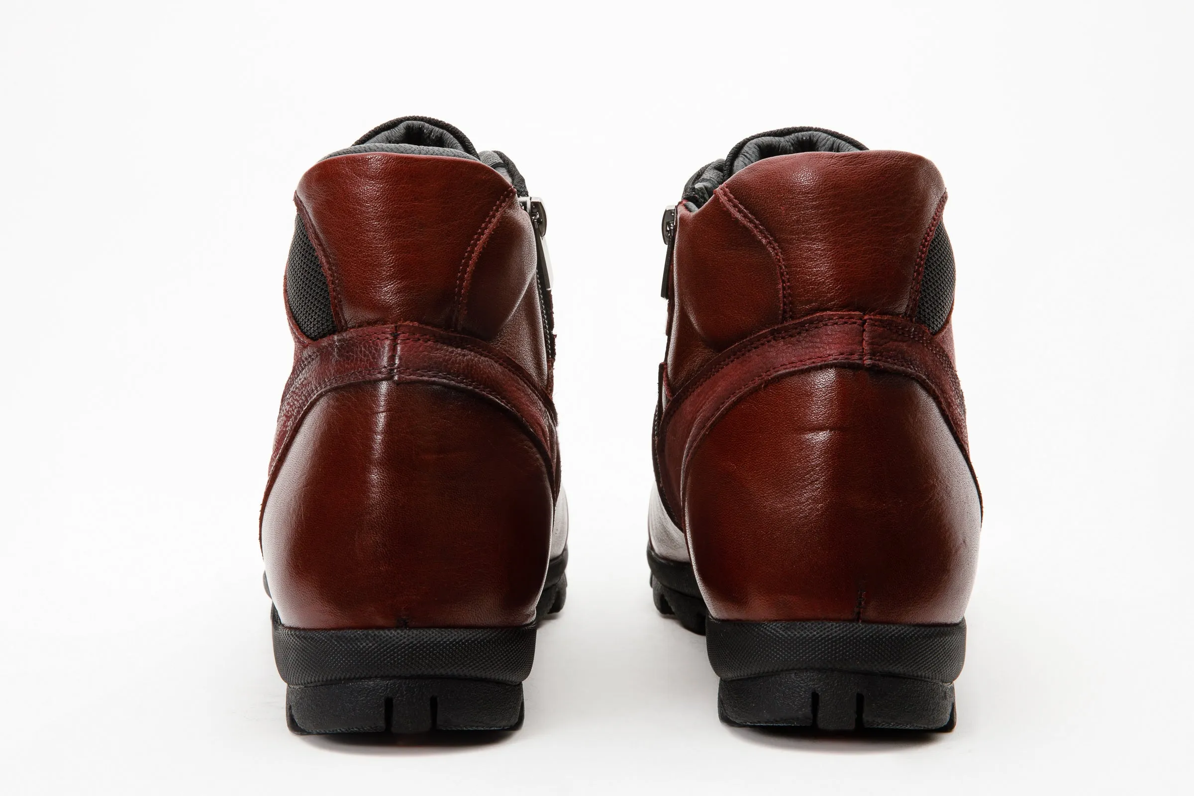 The Houston Leather Burgundy Lace-Up Casual Men Boot with a Zipper ErgonomicDesign Multi-Season Wear