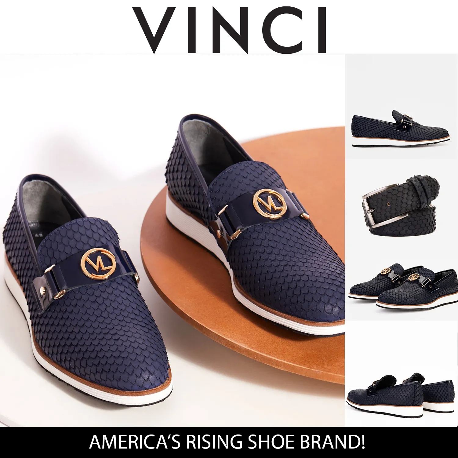 Fashion Simplicity Airy Space The Legacy Navy Blue Leather Men Casual Loafer Shoe