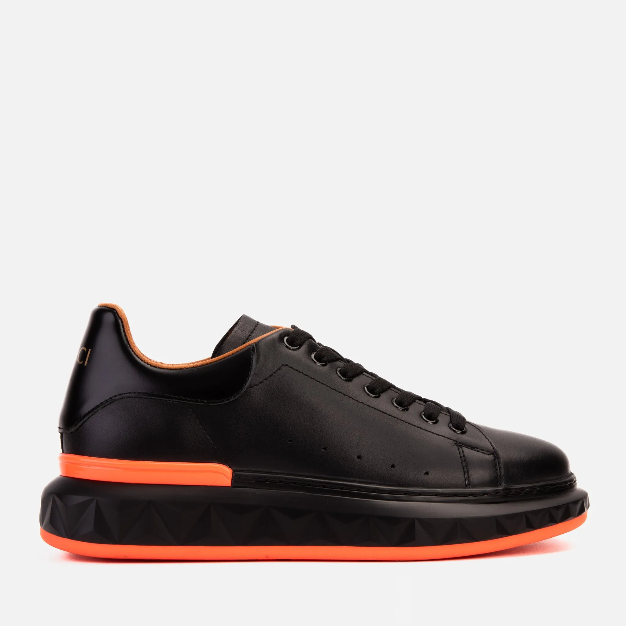 The Linq  Black & Orange Leather Men Sneaker Classic sneakers