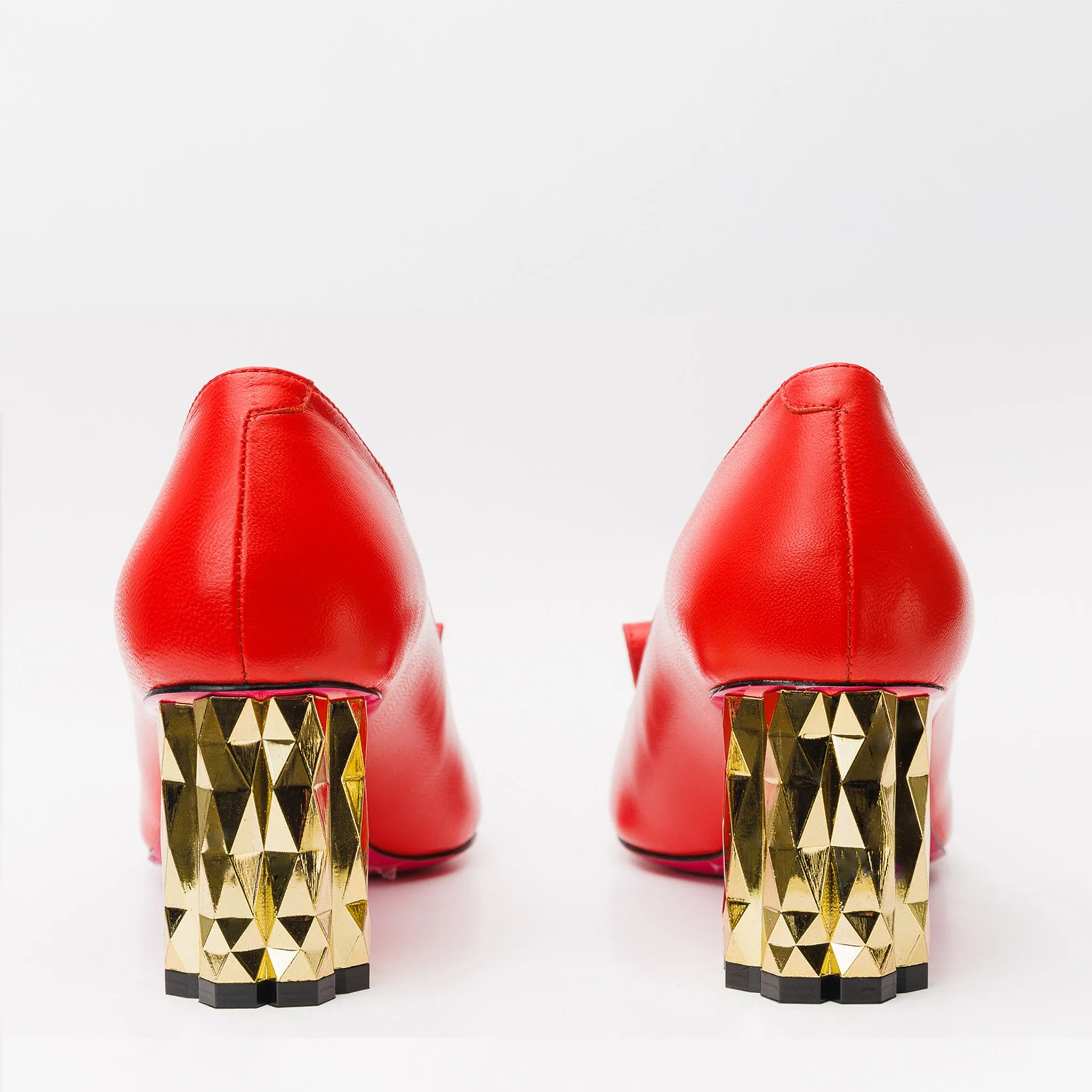 The Love Red Leather Block Heel Pump Women Shoe Shopping Glam