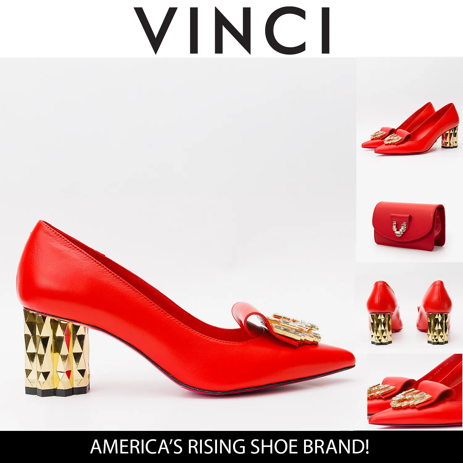 Versatile Spark Winter Edge The Love Red Leather Block Heel Pump Women Shoe