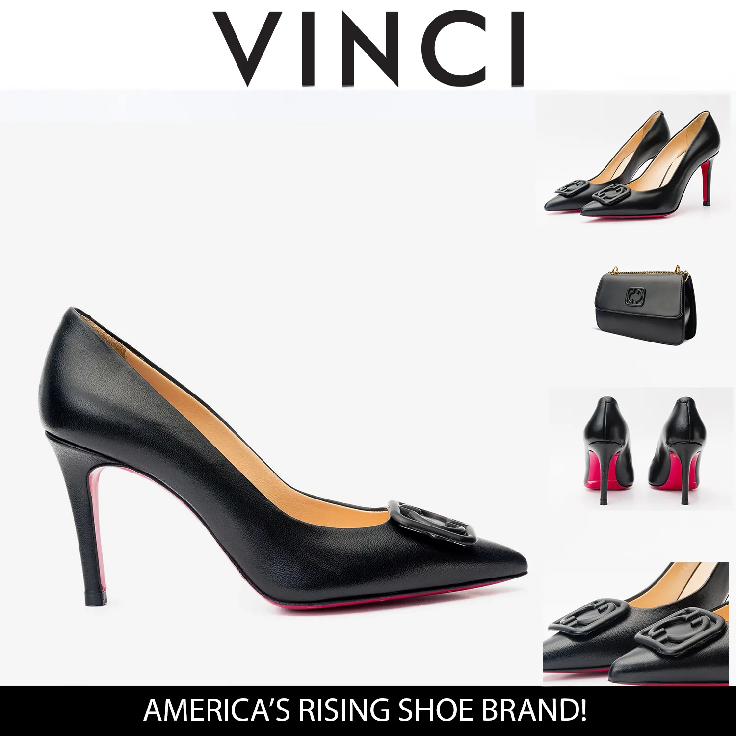 The Maneadero Black Leather Pump Fuchsia Sole Women Shoe Club Ready Elegant Shape