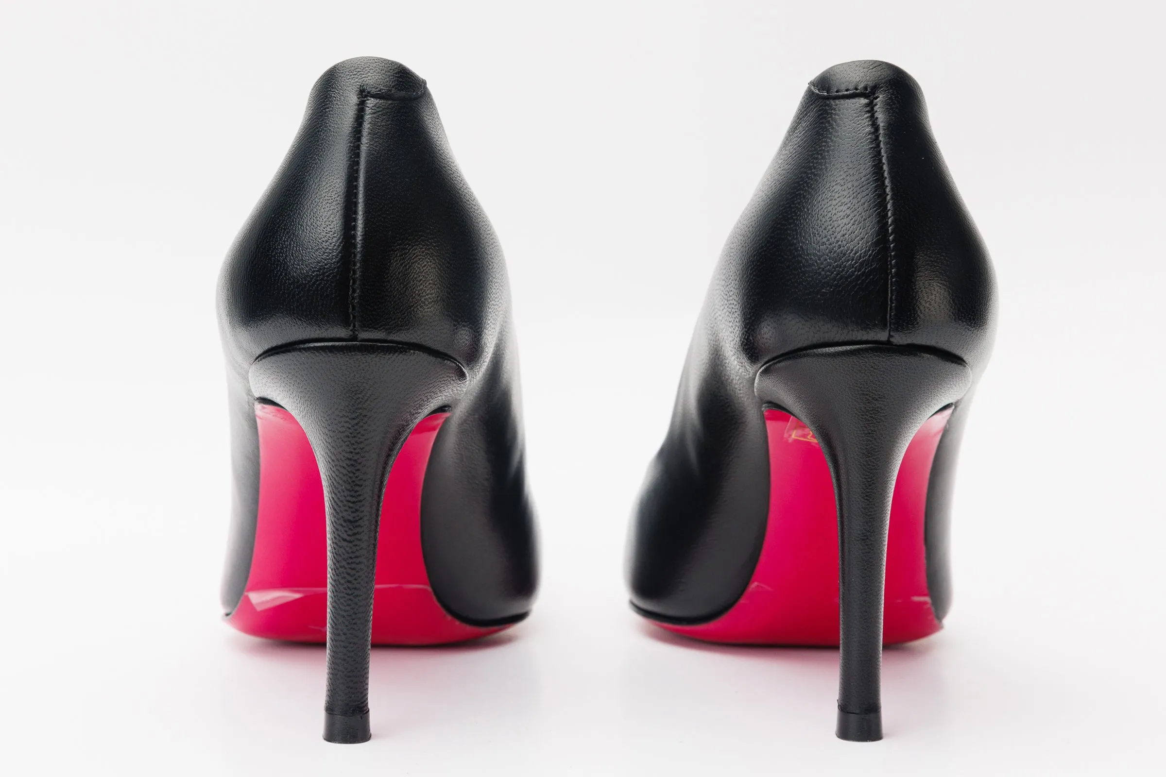 Wedding Footwear The Maneadero Black Leather Pump Fuchsia Sole Women Shoe