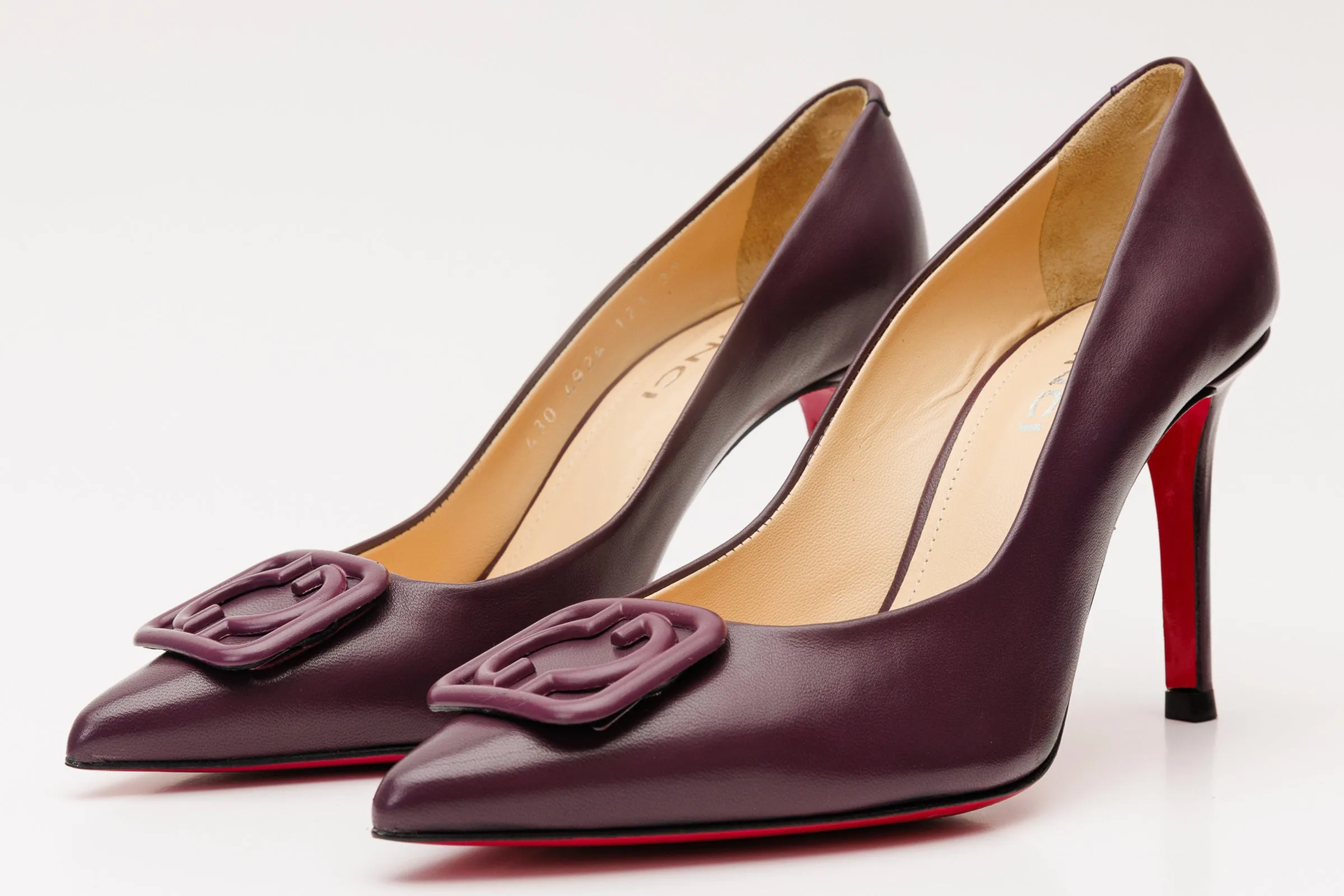 Posture Boost The Maneadero Dark Purple Leather Pump Fuchsia Sole Women Shoe