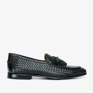 Low Heel The Mclean Shoe Black Leather Woven Tassel Loafer Men  Shoe