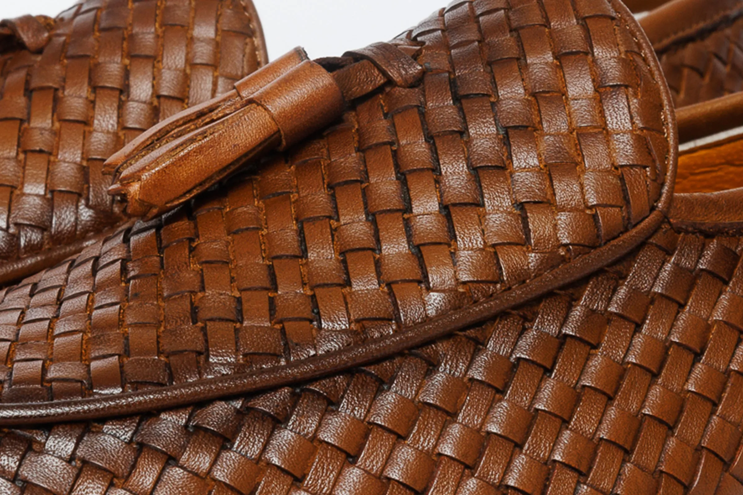 Simple Aesthetic Mid Heel The Mclean Shoe Tan Woven Tassel Loafer Men  Shoe