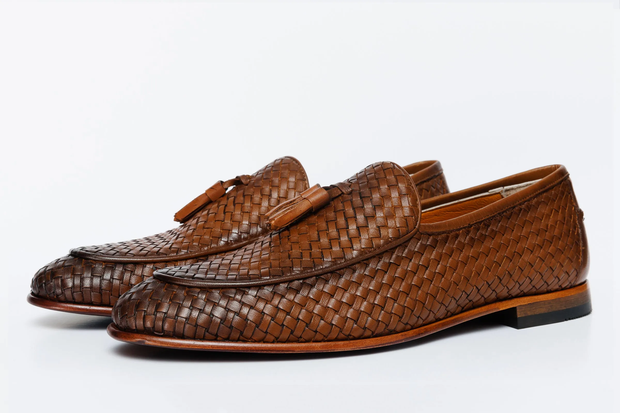 Light Hold The Mclean Shoe Tan Woven Tassel Loafer Men  Shoe