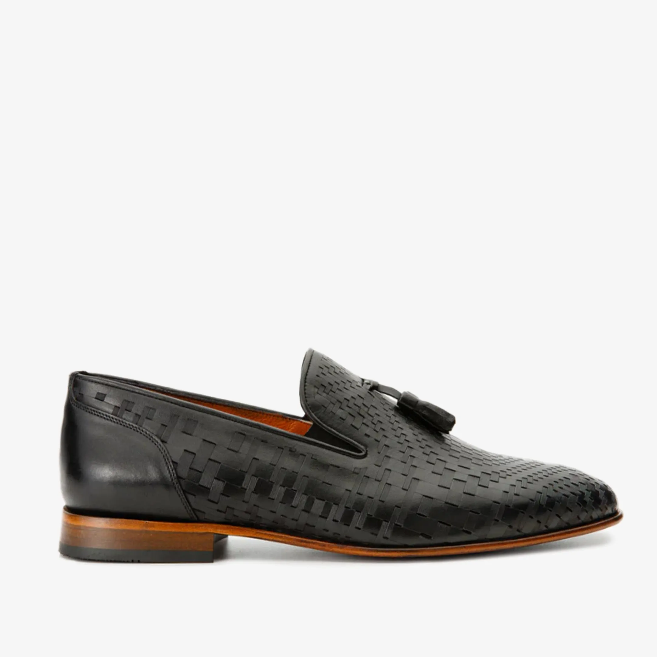 Firm Grip The Meram Black Leather Tassel Slip-On Loafer Men Shoe