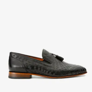 Firm Grip The Meram Black Leather Tassel Slip-On Loafer Men Shoe