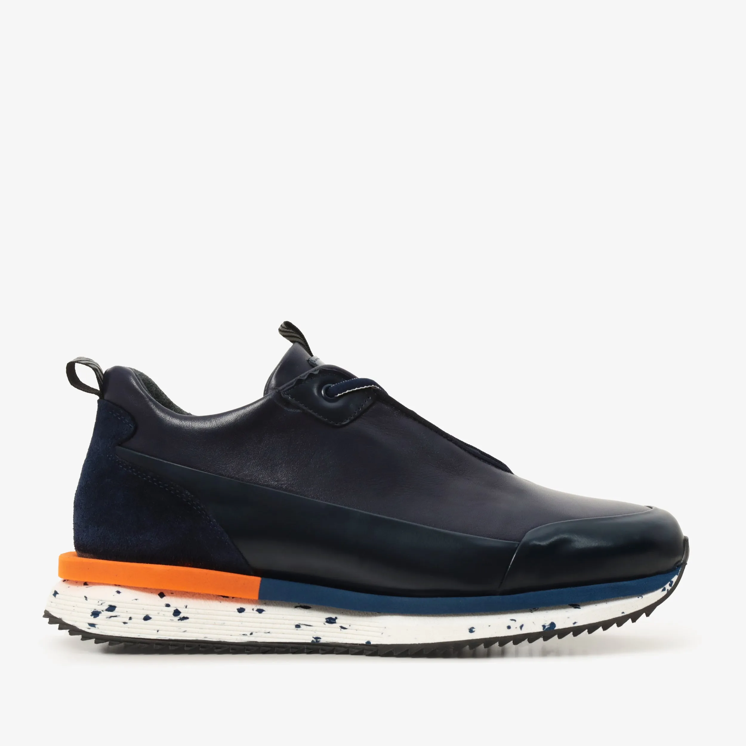 The Milford Navy Blue  Leather Men Sneaker Contoured Foot Arch All Season