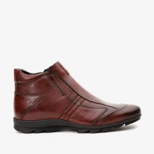 The Montreal Burgundy Leather Casual Zip-Up Ankle Men Boot Dressy look
