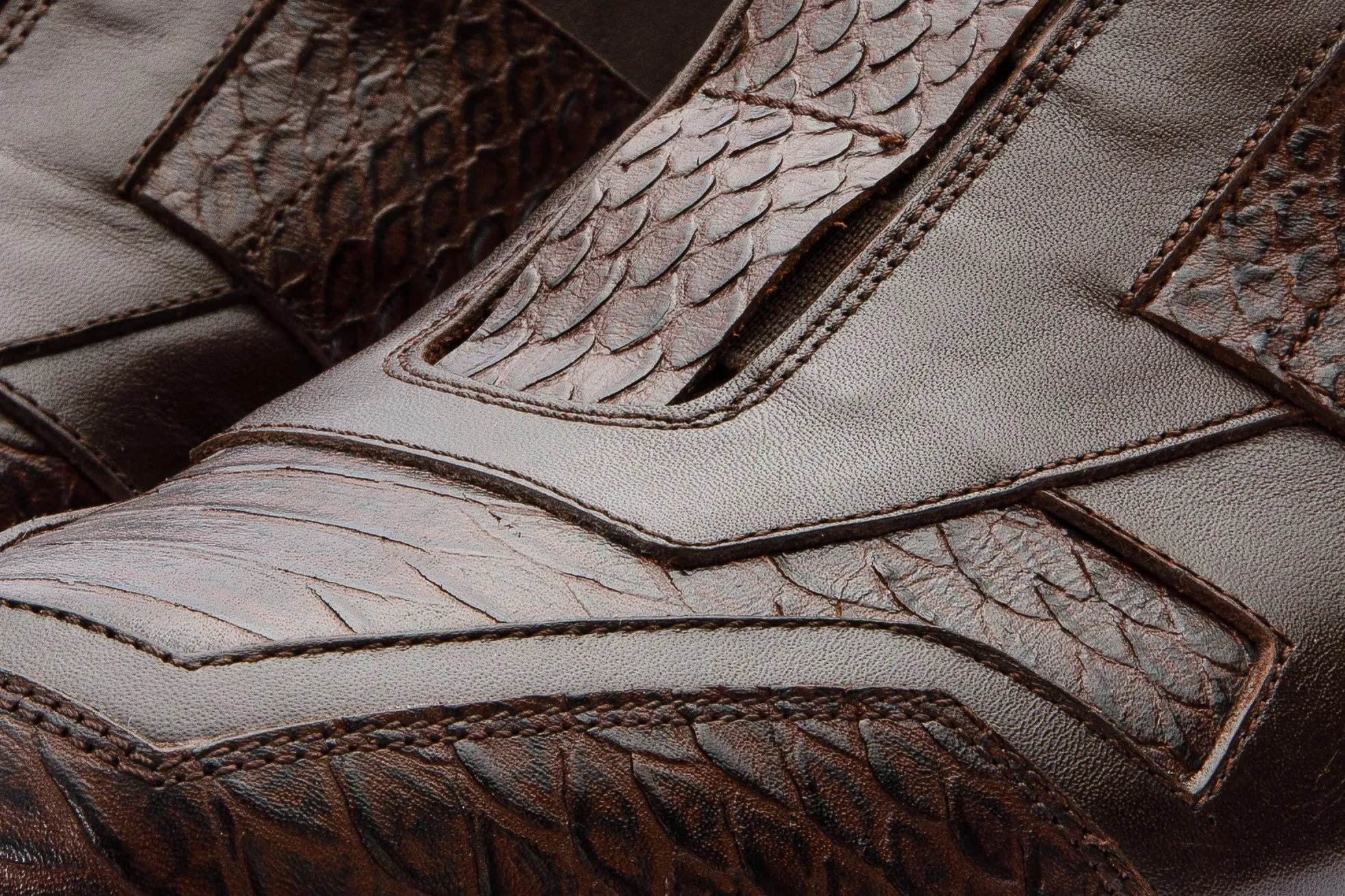 The Mugla Brown Snk Leather Men Sneaker Final Sale! Tensile Heel Pull Tab