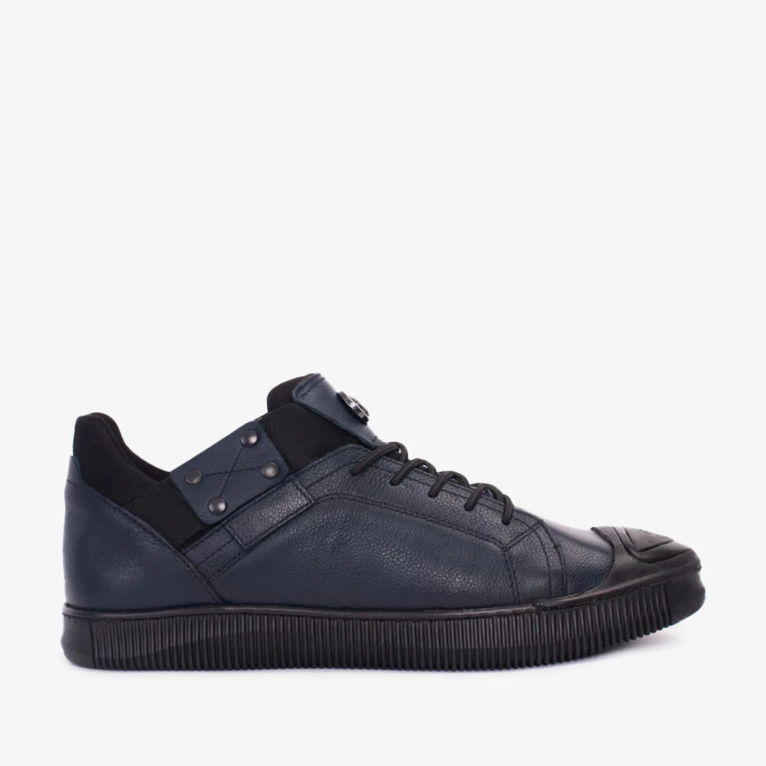 Toe Cap Dynamic Lacing System The Mumbai Navy Blue Leather Men Sneaker Final Sale!