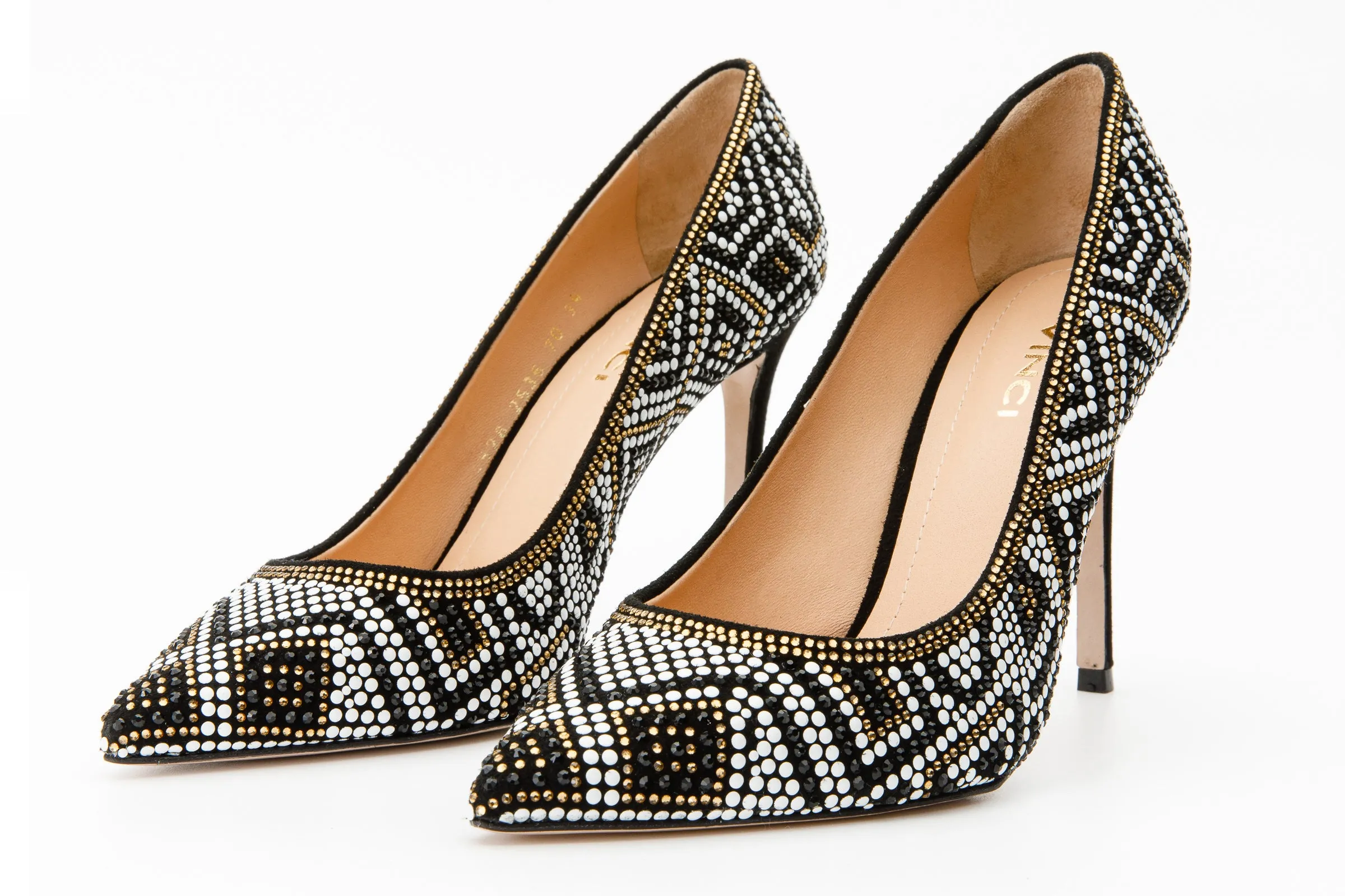 Comfortable Boots The Nampula Black Glitter Leather Pump Women Shoe