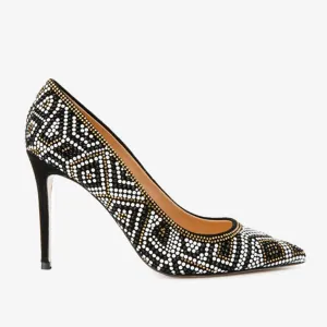 Sleek Appeal Limited Drop The Nampula Black Glitter Leather Pump Women Shoe