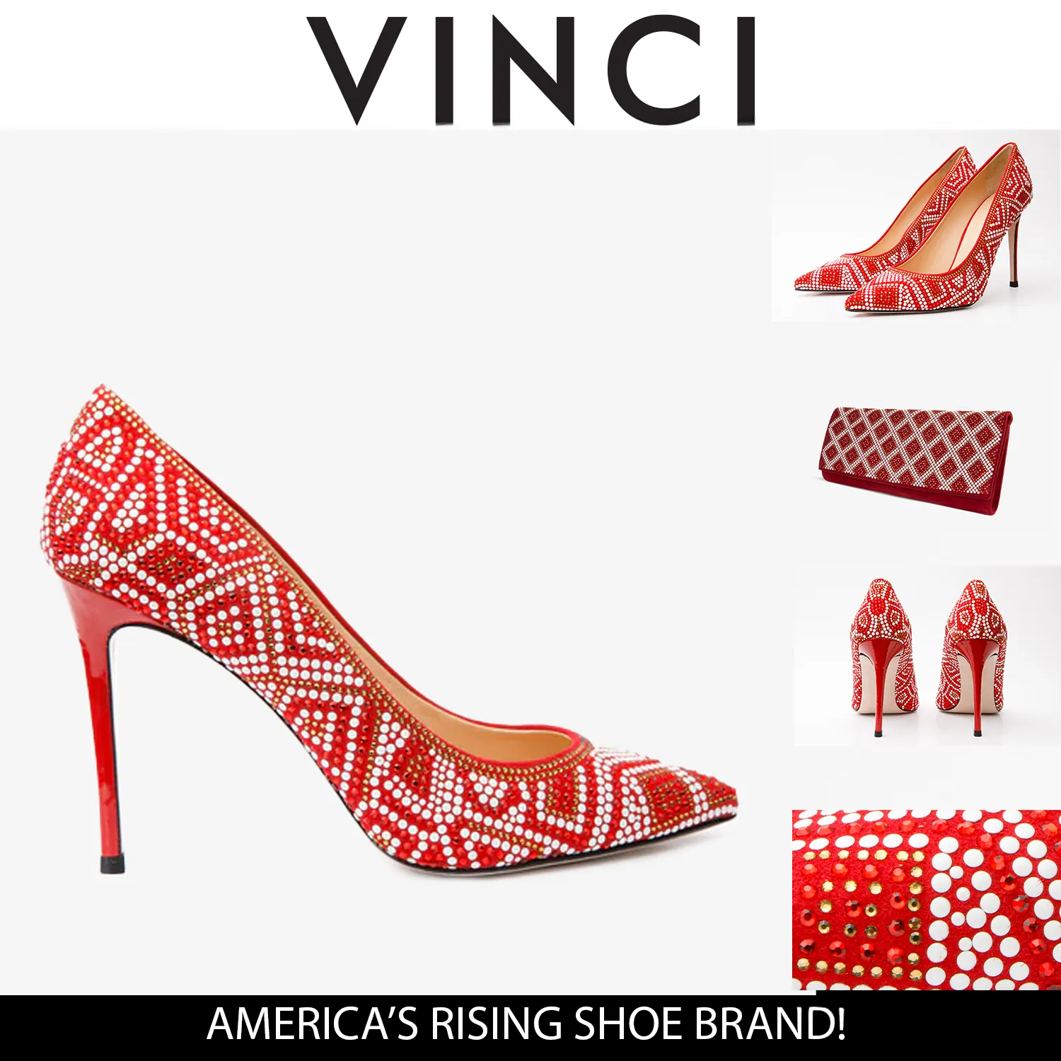 Ankle Strap Refined Craft The Nampula Red Glitter Leather Pump Women Shoe