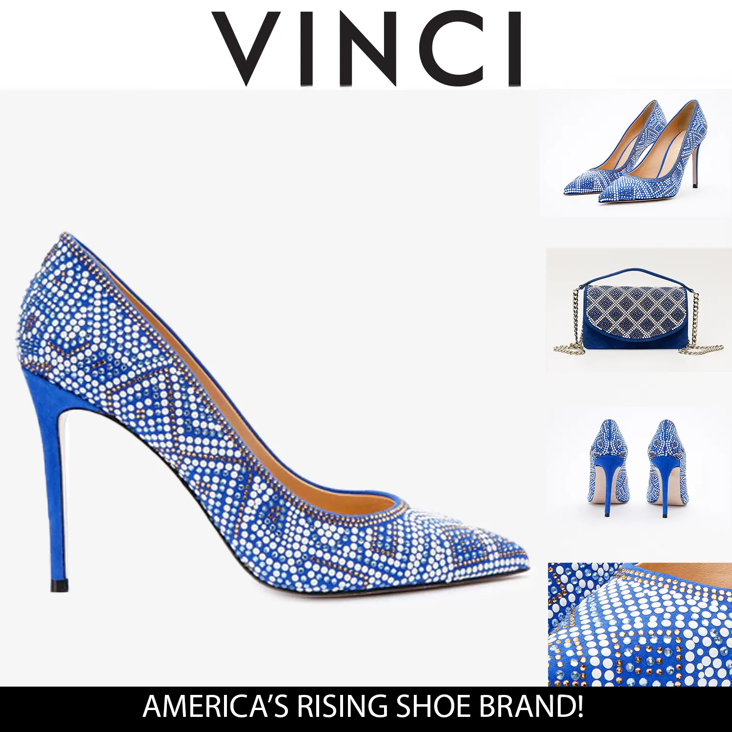 Romantic Glow Must Have The Nampula Sax Blue Glitter Leather Pump Women Shoe