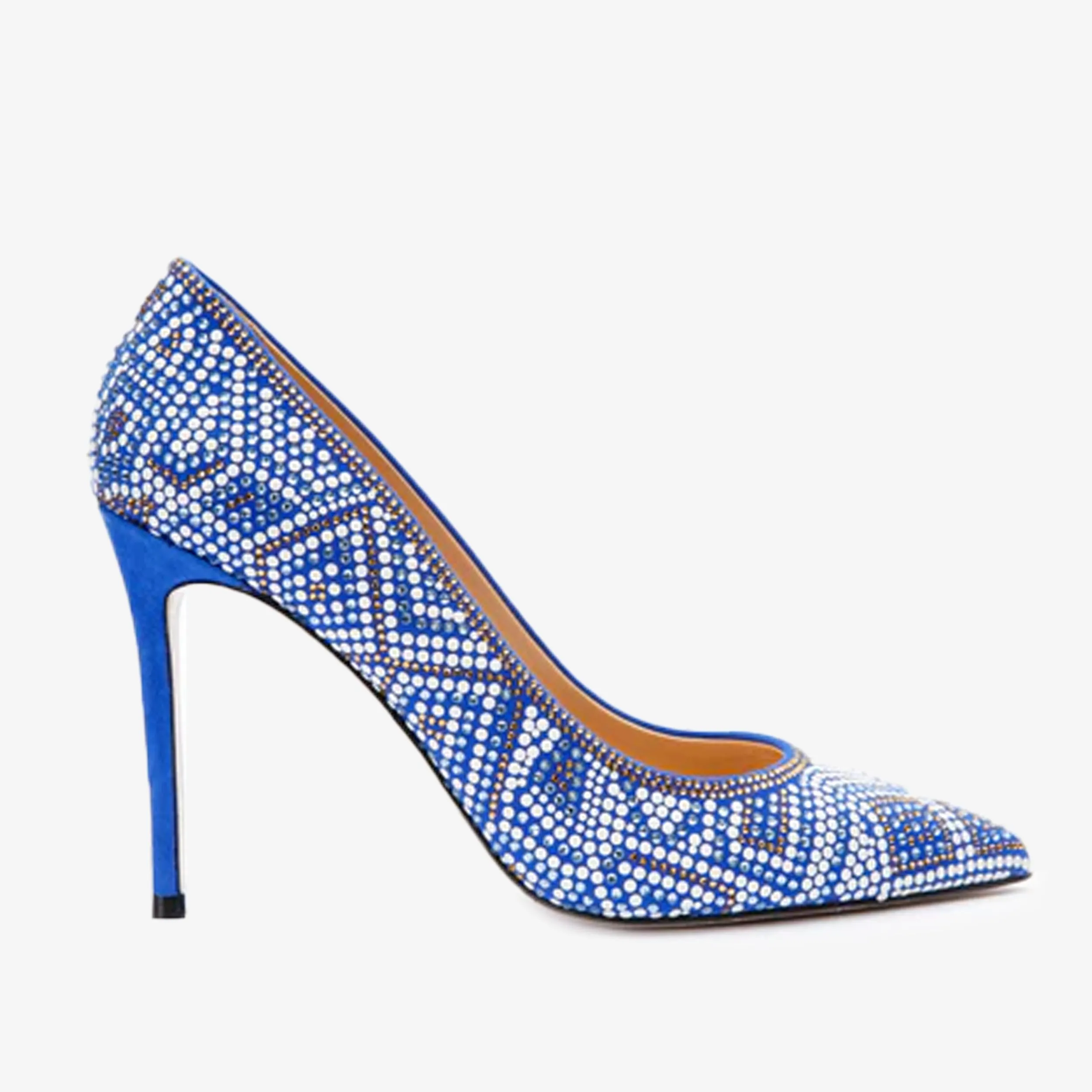 Italian Chic Bold Look The Nampula Sax Blue Glitter Leather Pump Women Shoe