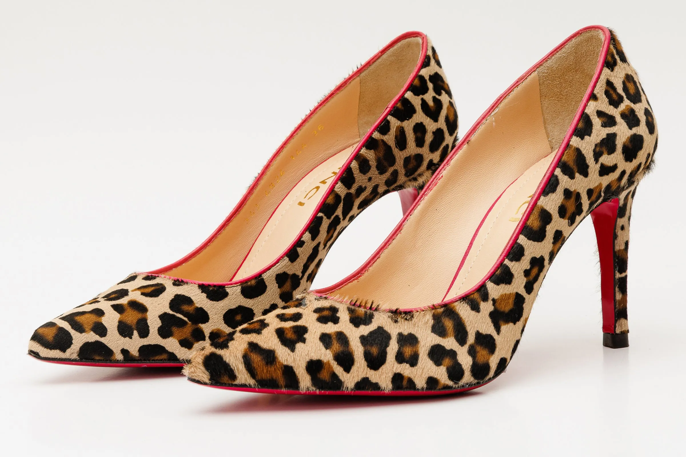 The Olbia Leopard Leather Pump Fuchsia Sole Women Shoe Wide fit