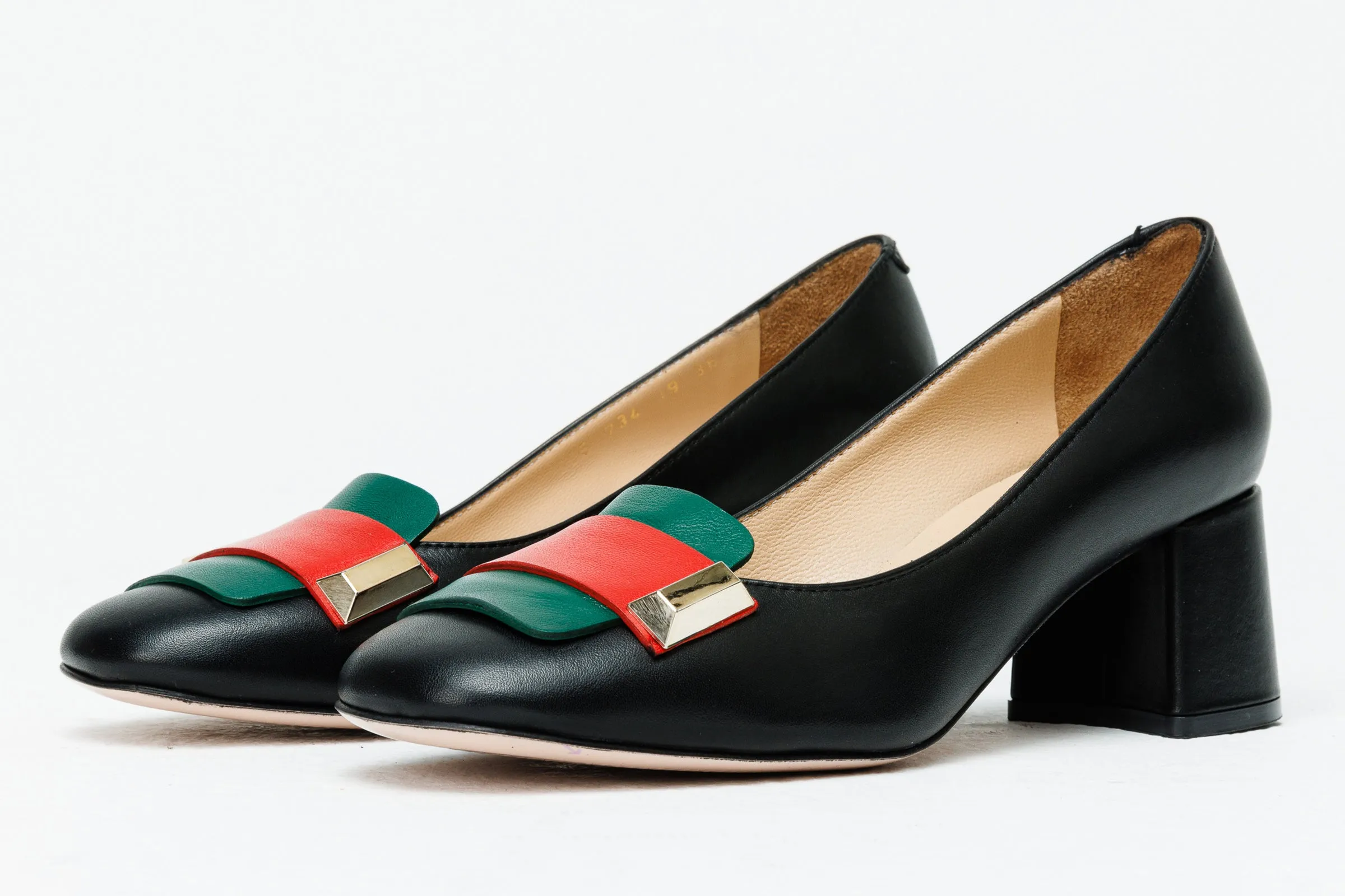 The Olney Black Leather Block Heel Pump Women Shoe Dressy Sandals Elegant Shoes