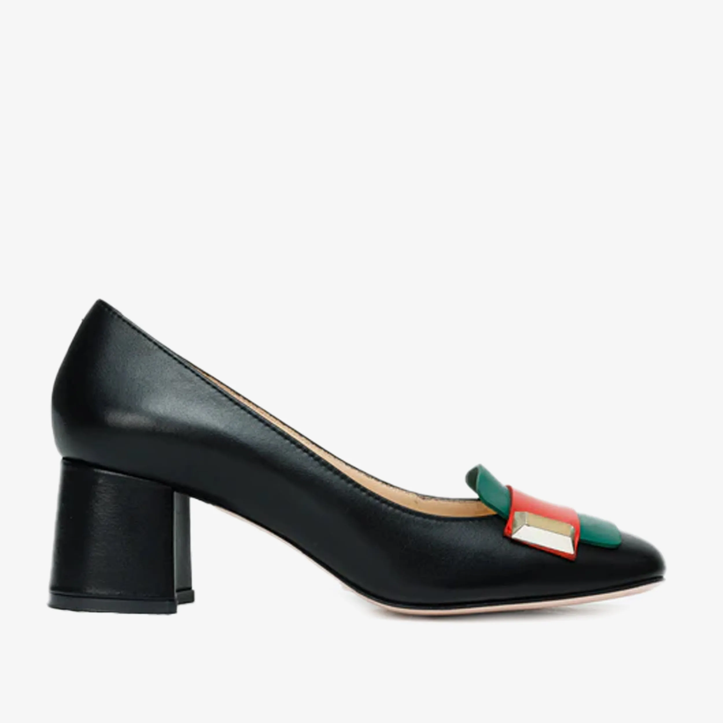 The Olney Black Leather Block Heel Pump Women Shoe Premium Craft