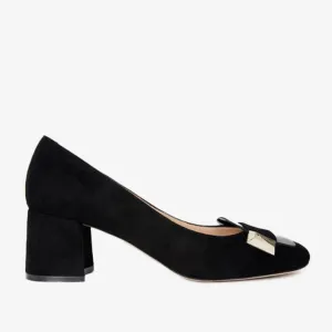 Run Guard The Olney Black Suede Leather Block Heel Pump Women Shoe